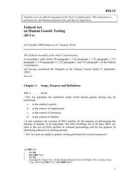 Federal Act on Human Genetic Testing 810.12