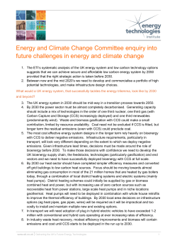 Energy and Climate Change Committee enquiry into future