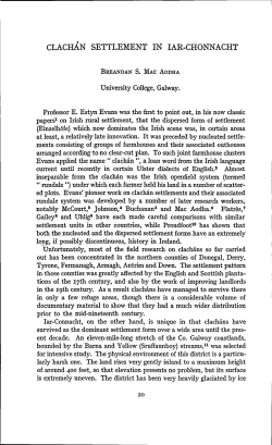 CLACHÁN SETTLEMENT IN IAR-CHONNACHT