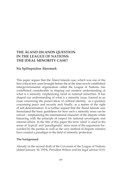the &aring;land islands question in the league of nations