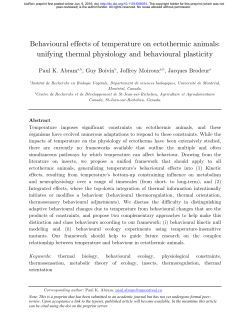 Behavioural effects of temperature on ectothermic