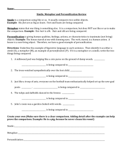 Simile, Metaphor and Personification Worksheet