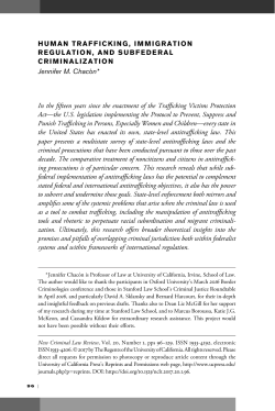 Human Trafficking, Immigration Regulation, and Subfederal