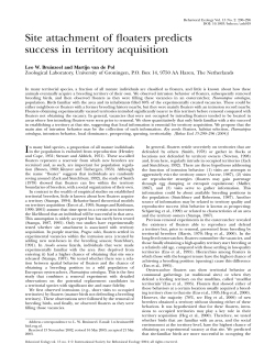 Site attachment of floaters predicts success in territory acquisition