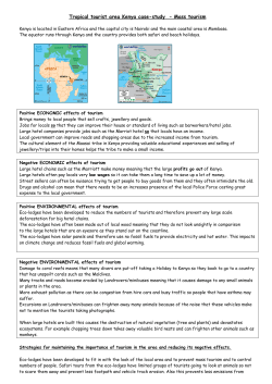 Tropical tourist area Kenya case-study – Mass tourism