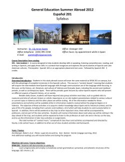 General Education Summer Abroad 2012 Espa&ntilde;ol 201 Syllabus