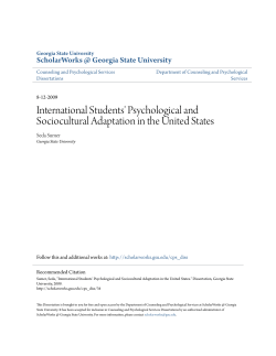 International Students` Psychological and Sociocultural Adaptation