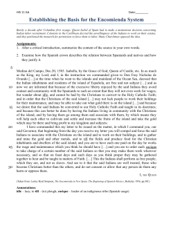 Establishing the Basis for the Encomienda System