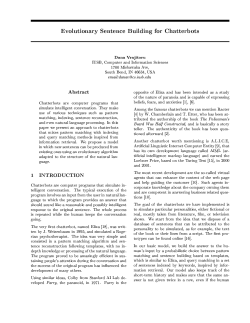 Evolutionary Sentence Building for Chatterbots Dana Vrajitoru IUSB