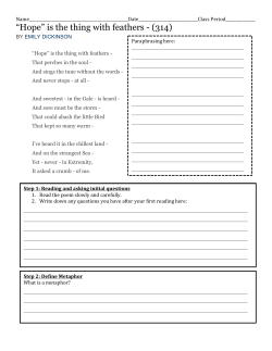 Hope is a Thing with Feathers Worksheet