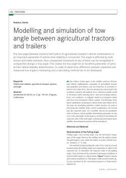 Modelling and simulation of tow angle between agricultural tractors