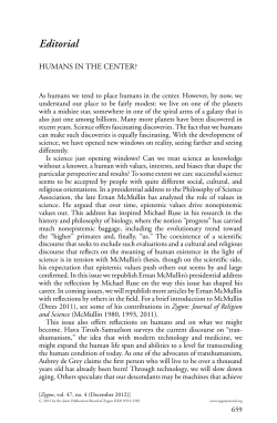 HUMANS IN THE CENTER - Zygon: Journal of Religion and Science