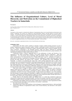 The Influence of Organizational Culture, Level of Moral Hierarchy