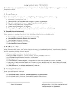 Ecology Test Study Guide &ndash; TEST THURSDAY
