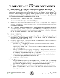 Closeout and Record Documents