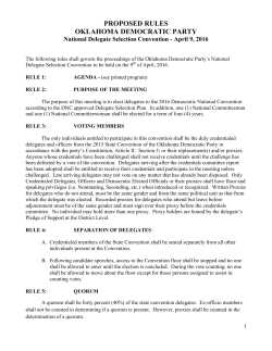 Proposed Rules for 2016 ODP Delegate Selection Convention
