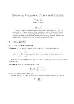 Elementary Properties of Cyclotomic Polynomials