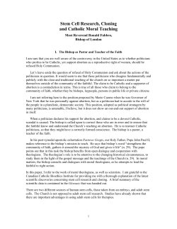 Stem Cell Research, Cloning and Catholic Moral Teaching
