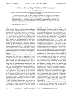 Ordered Self-Assembling of Tetrahedral Oxide