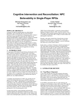 Cognitive Intervention and Reconciliation: NPC Believability in