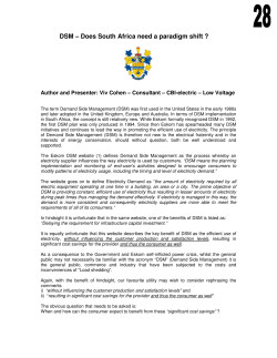 DSM &ndash; Does South Africa need a paradigm shift