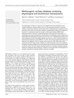 Methanogenic archaea database containing physiological and