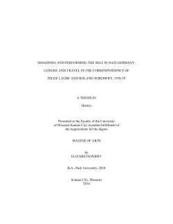 IMAGINING AND PERFORMING THE SELF IN NAZI GERMANY