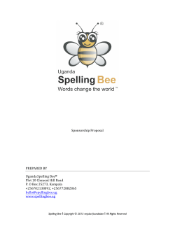 Sponsorship Proposal PREPARED BY Uganda Spelling Bee&reg; Plot