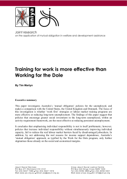 Training for work is more effective than Working for the Dole