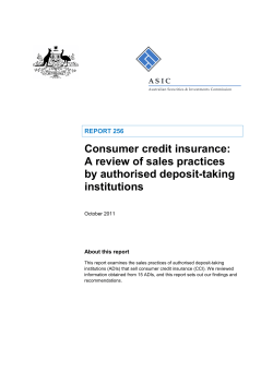 Report REP 256 Consumer credit insurance: A review of sales
