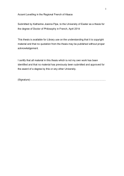 Accent Levelling in the Regional French of Alsace Submitted by