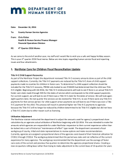 1. Northstar Care for Children Fiscal Reconciliation Update