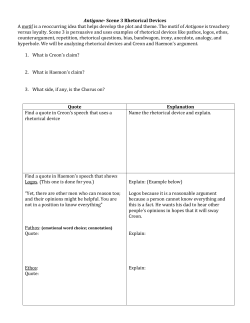 Antigone- Scene 3 Rhetorical Devices A motif is a reoccurring idea