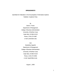 Spreadsheets - DSSResources.COM