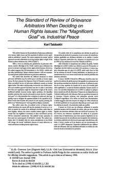 The Standard of Review of Grievance Arbitrators When Deciding on