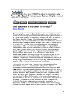 "The Scientific Revolution is Undead", Configurations 6