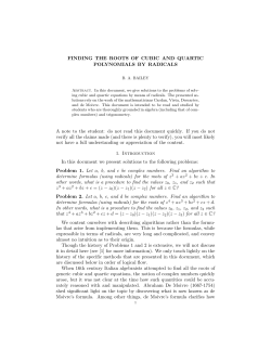FINDING THE ROOTS OF CUBIC AND QUARTIC POLYNOMIALS