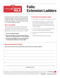 Falls: Extension Ladders - Stop Construction Falls