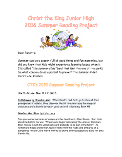 Incoming 6th-8th Grade JH Summer Reading 2016