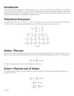 Introduction Theoretical Discussion Stokes` Theorem