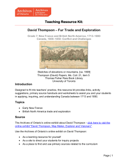 Teaching Resource Kit: David Thompson &ndash; Fur Trade and Exploration