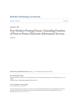Post-Modern Printing Presses: Extending Freedom of Press to