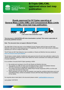 B-Triple GML/CML approved since last map publication Roads