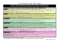 CURR. ESOL I - The Woodlands High School