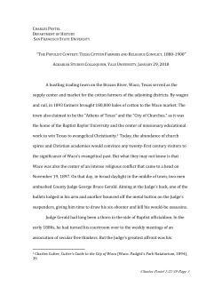 “THE POPULIST CONTEXT: TEXAS COTTON FARMERS AND