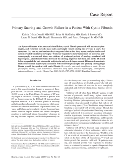 Primary Snoring and Growth Failure in a Patient With Cystic Fibrosis