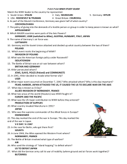 7-4.5-7-4.6 WWII STUDY GUIDE Match the WWII leader to the
