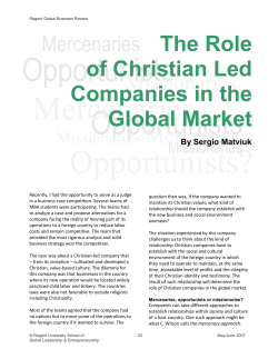 Mercenaries Missionaries The Role of Christian Led Companies in