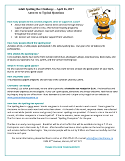 Adult Spelling Bee Challenge &ndash; April 26, 2017 Answers to Typical