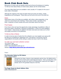 Book Club Book Sets - Doncaster Libraries